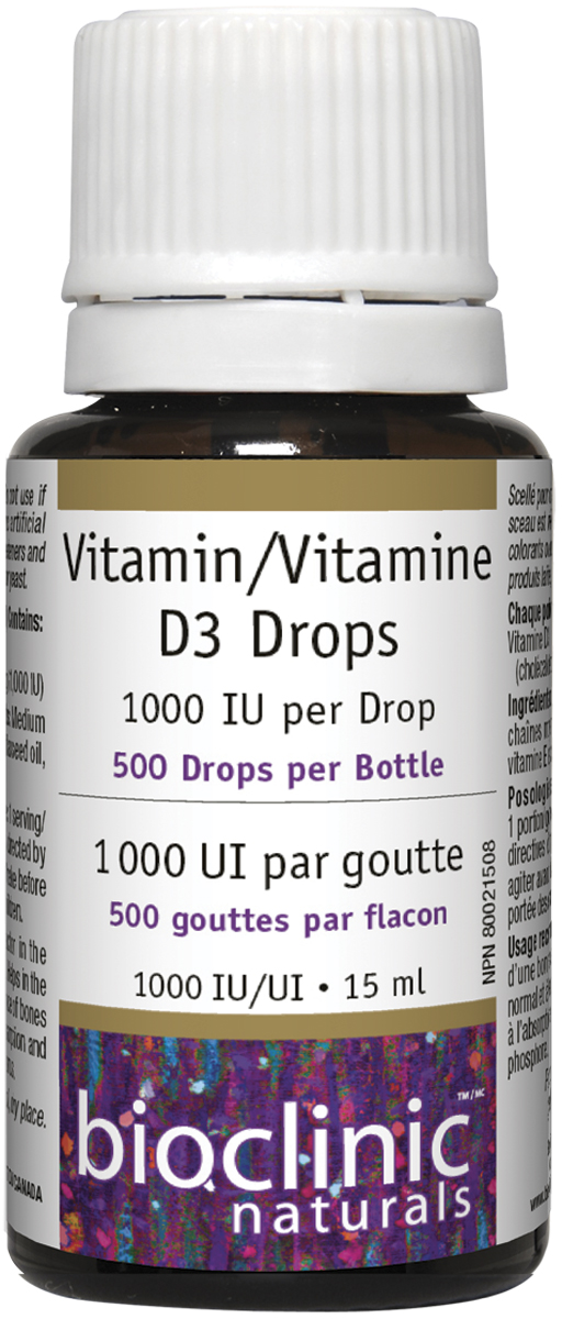 Bioclinic Vitamin D3 Drops 1000 IU, 15 mL liquid