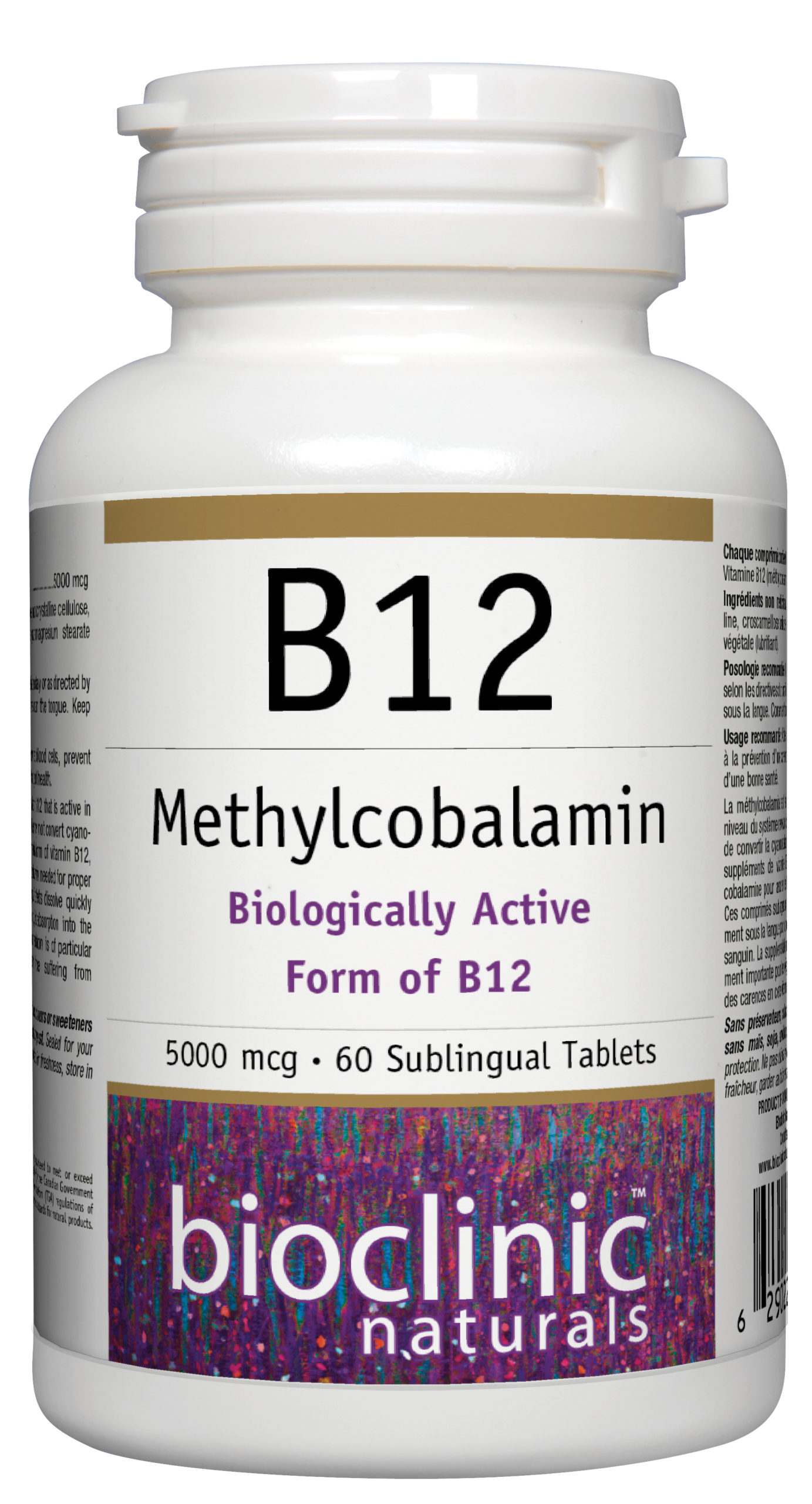 Bioclinic Naturals, B12 Methylcobalamin 5000 mcg, 60 sublingual Tablets