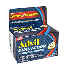 Advil Dual Action with acetaminophen and ibuprofen for pain relief