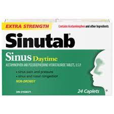 Sinutab sinus daytime extra strength caplets for sinus pain and congestion, 24 count