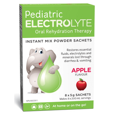 Pediatric electrolyte oral rehydration therapy apple flavour, 8 powder sachets