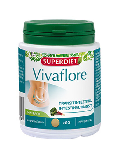 Superdiet Vivaflore tablets for intestinal transit, 60 count mini pack