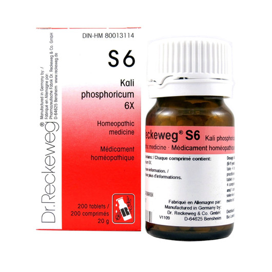 Dr. Reckeweg S6 homeopathic medicine Kali phosphoricum 6X, 200 tablets