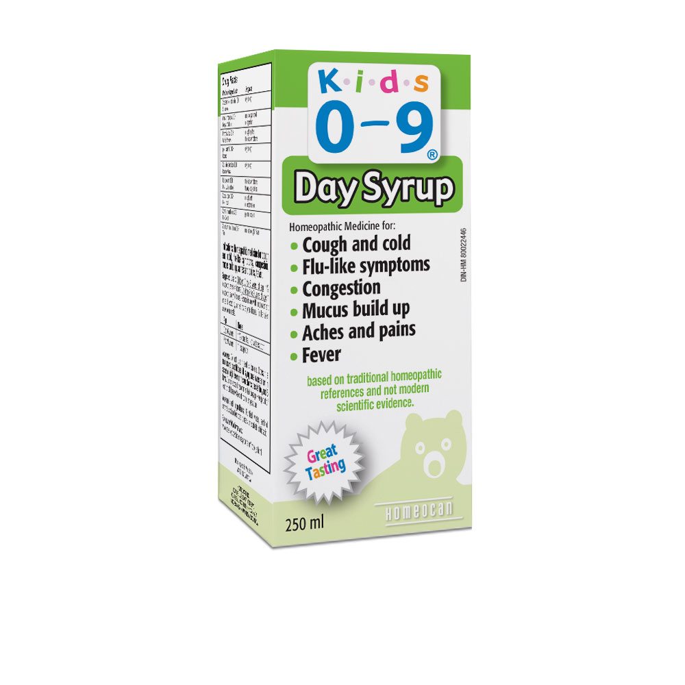 Kids 0-9 day syrup for cough, cold, flu symptoms, congestion, fever, 250 mL