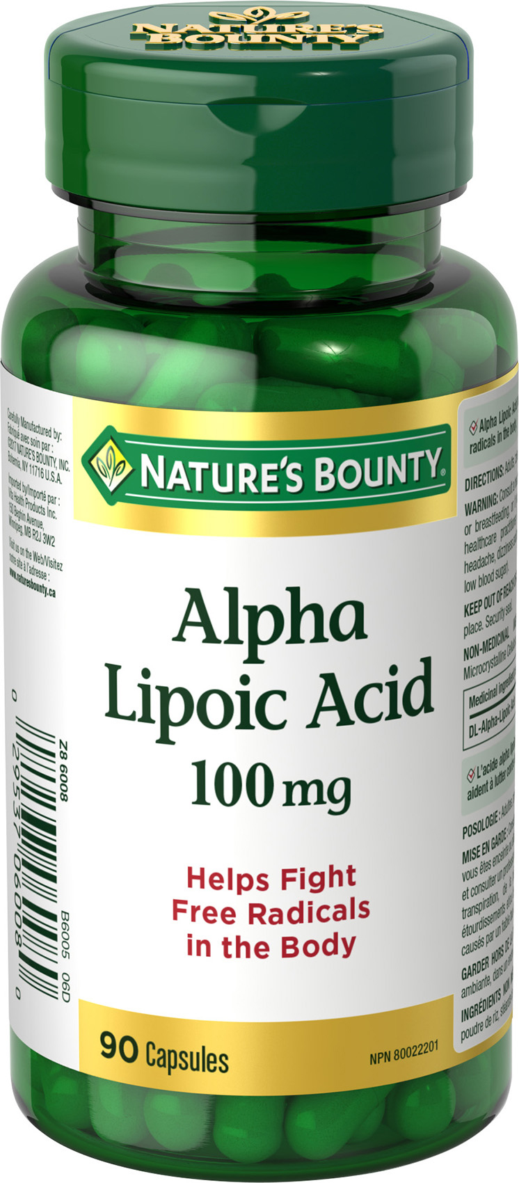 Nature's Bounty Alpha Lipoic Acid 100 mg, 90 capsules, supports fighting free radicals in the body