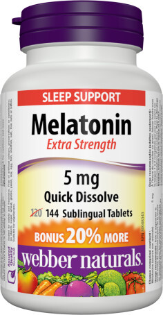Webber Naturals Melatonin 5 mg, extra strength quick dissolve, 144 sublingual tablets, sleep support