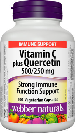 Webber Naturals Vitamin C plus Quercetin 500/250 mg, 100 vegetarian capsules, immune support