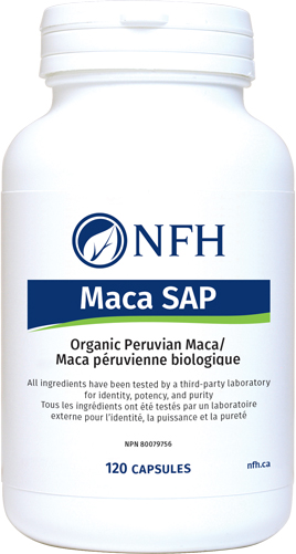 NFH Maca SAP, organic Peruvian maca, 120 capsules, third-party tested ingredients