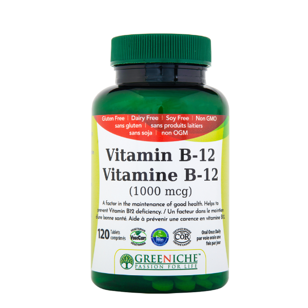 Gluten-free, dairy-free, non-GMO vitamin B12 tablets, 120 count