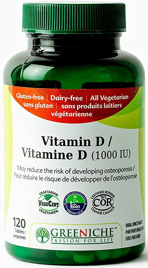 Gluten-free, dairy-free vegetarian vitamin D tablets, 120 count