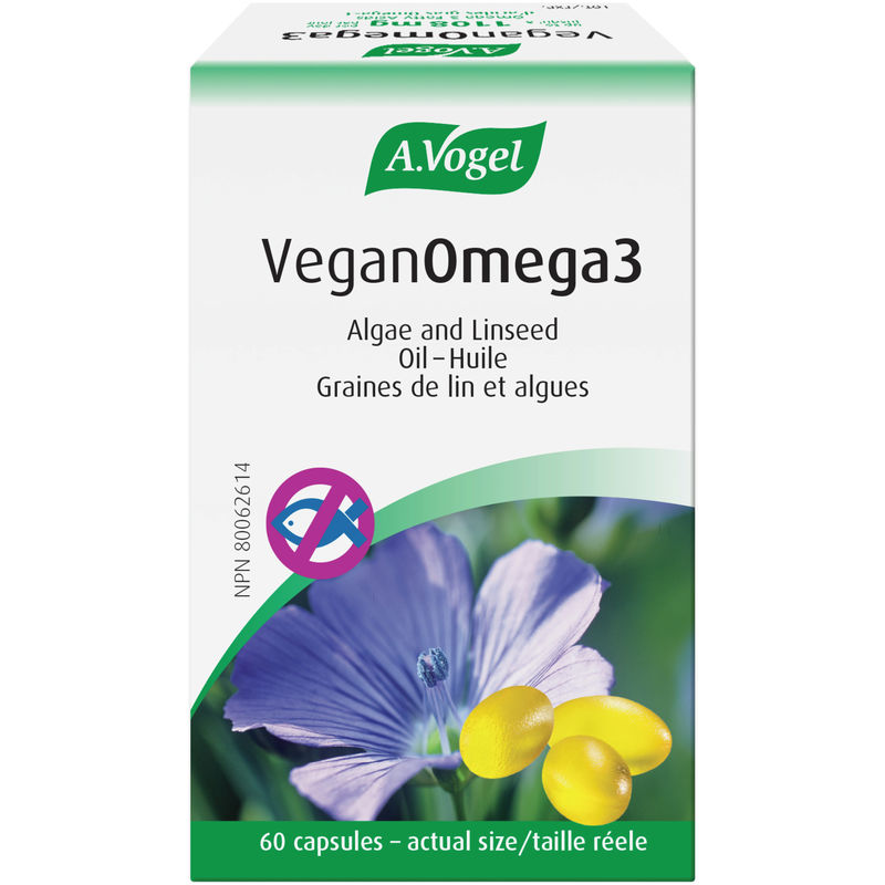 Omega-3 capsules with algae and linseed oil, 60 count