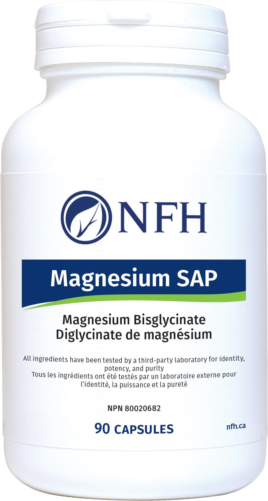 NFH Magnesium SAP 90 capsules magnesium bisglycinate bottle