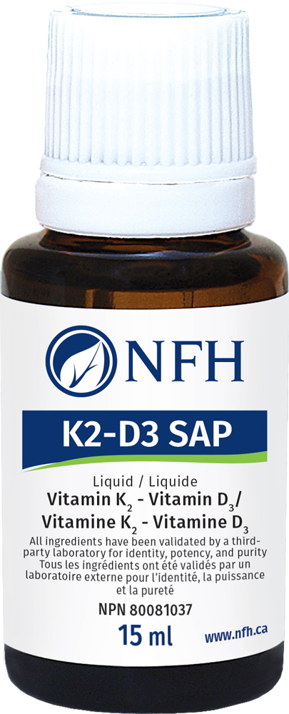 NFH K2-D3 SAP liquid vitamin supplement 15 mL bottle