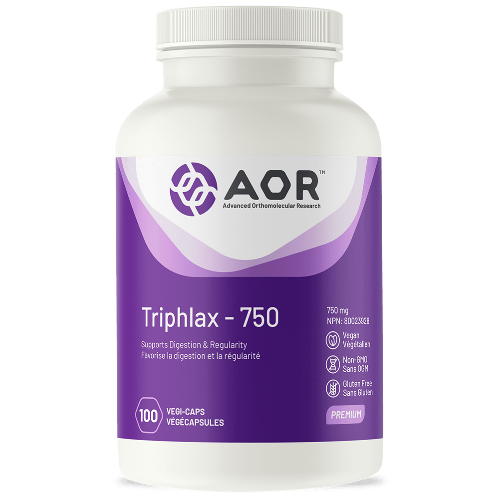 AOR Triphlax-750 digestion and regularity capsules bottle