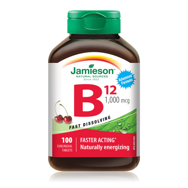 Jamieson B12 1000mcg fast dissolving sublingual tablets, 100 count for energy support