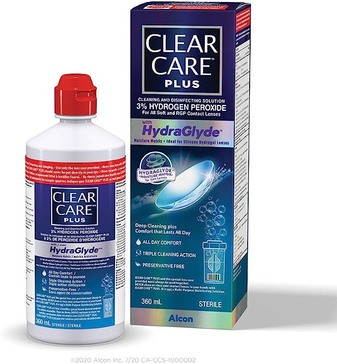Clear Care Plus HydraGlyde 360ml hydrogen peroxide contact lens cleaning solution