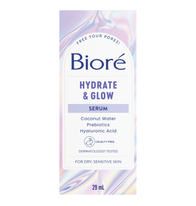 Bioré Hydrate & Glow serum 29ml with coconut water, prebiotics, and hyaluronic acid