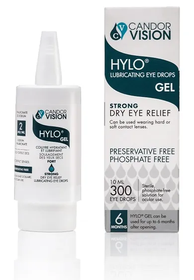 Hylo Gel lubricating eye drops 10ml for strong dry eye relief, preservative free