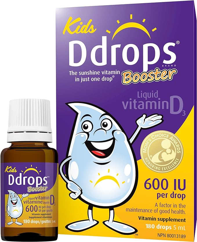 Kids Ddrops vitamin D3 600 IU liquid supplement, 180 drops per 5ml bottle