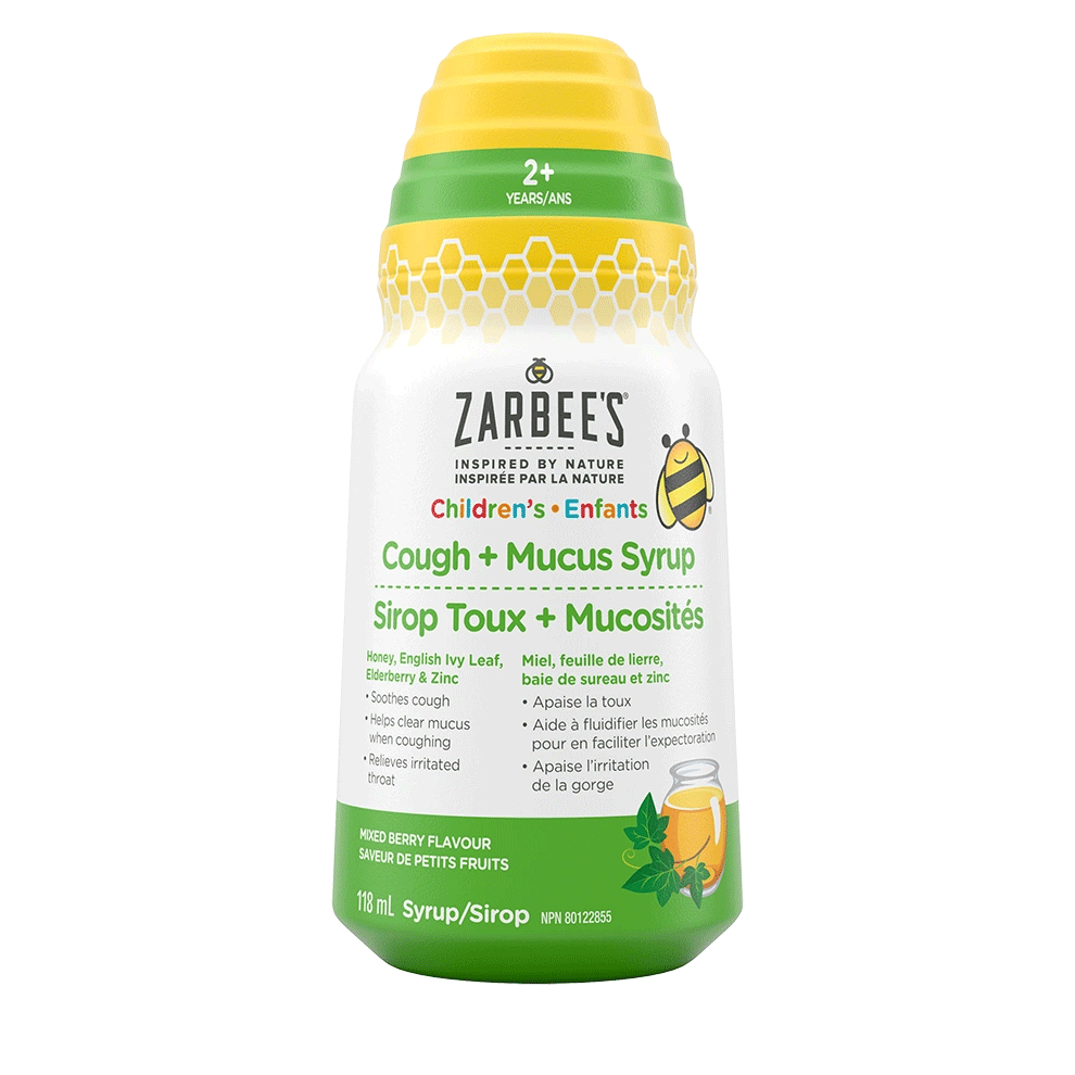 Zarbee’s children’s cough and mucus syrup 118ml mixed berry flavour for 2+ years