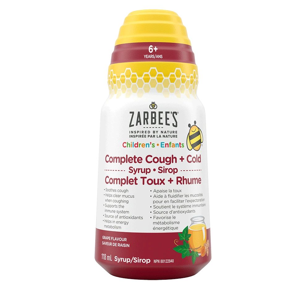 Zarbee’s children’s cough and cold syrup 118ml grape flavour for 6+ years