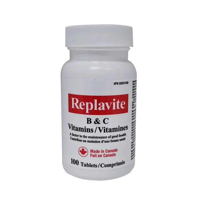 Replavite B & C vitamins 100 tablets, made in Canada supplement