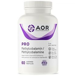 AOR Pro Methylcobalamin vitamin B12 60 lozenges supplement bottle