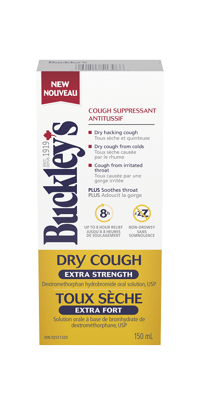 Buckley’s dry cough suppressant extra strength 150ml bottle