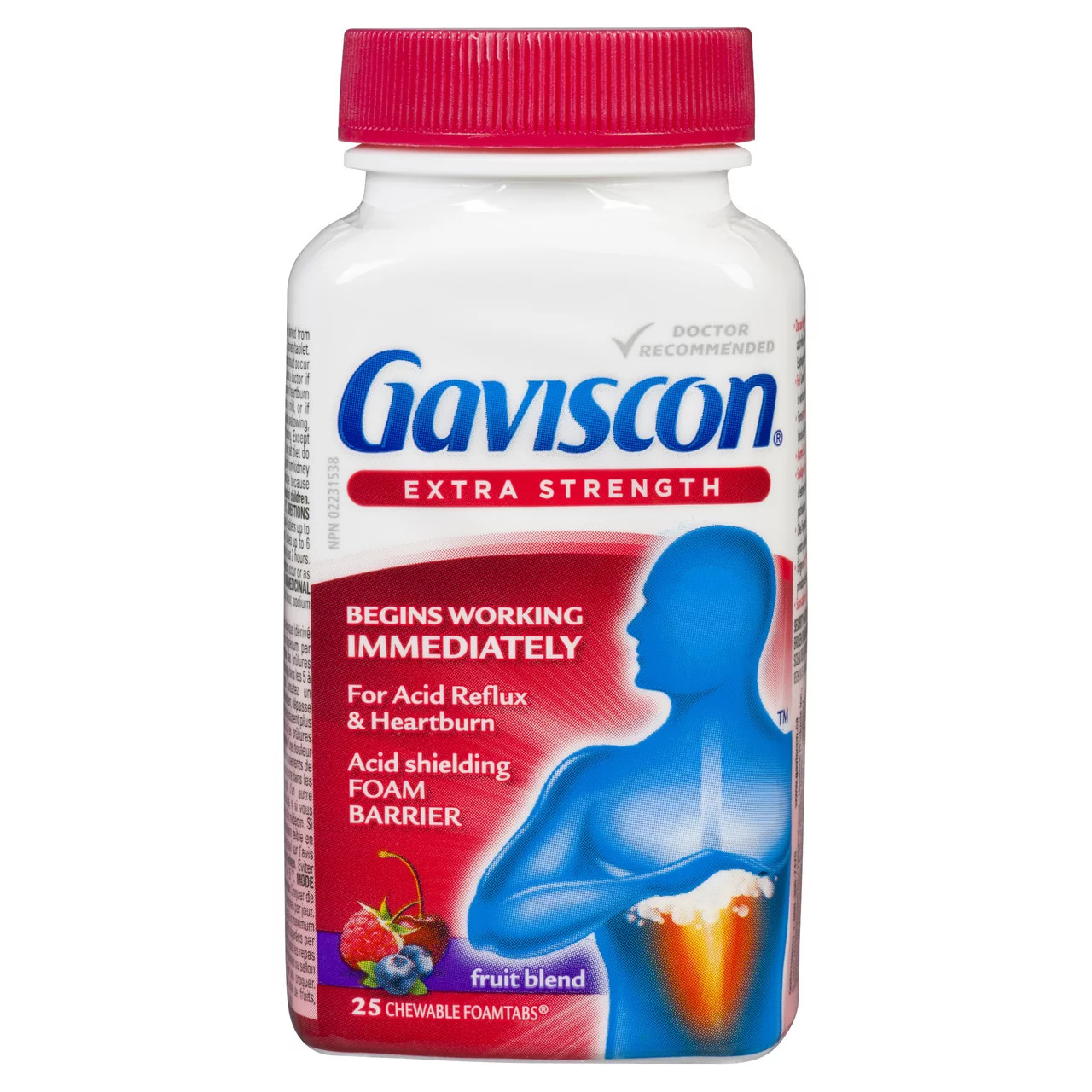 Gaviscon fruit blend chewable tablets for acid reflux and heartburn, 25 count