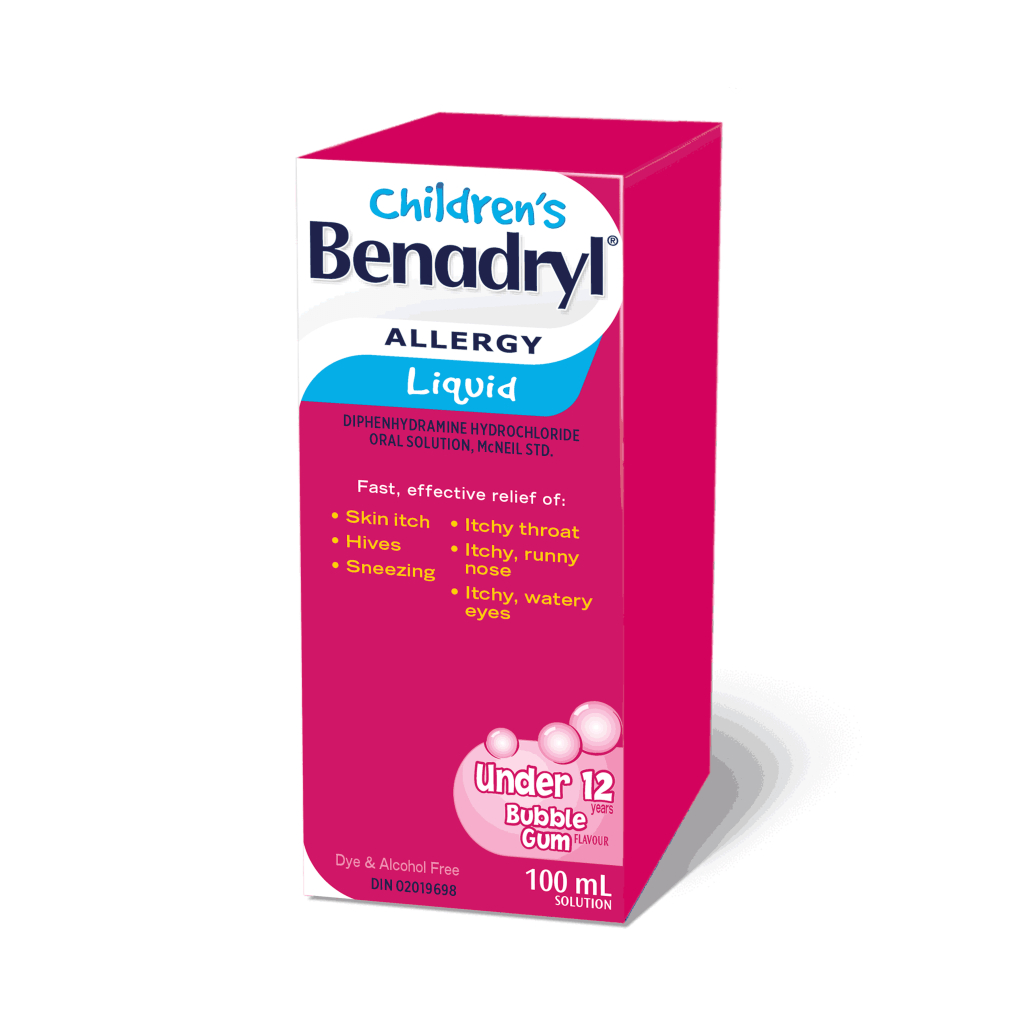 Benadryl Allergy Liquid 100 mL solution for relief of itching, hives, sneezing, and watery eyes