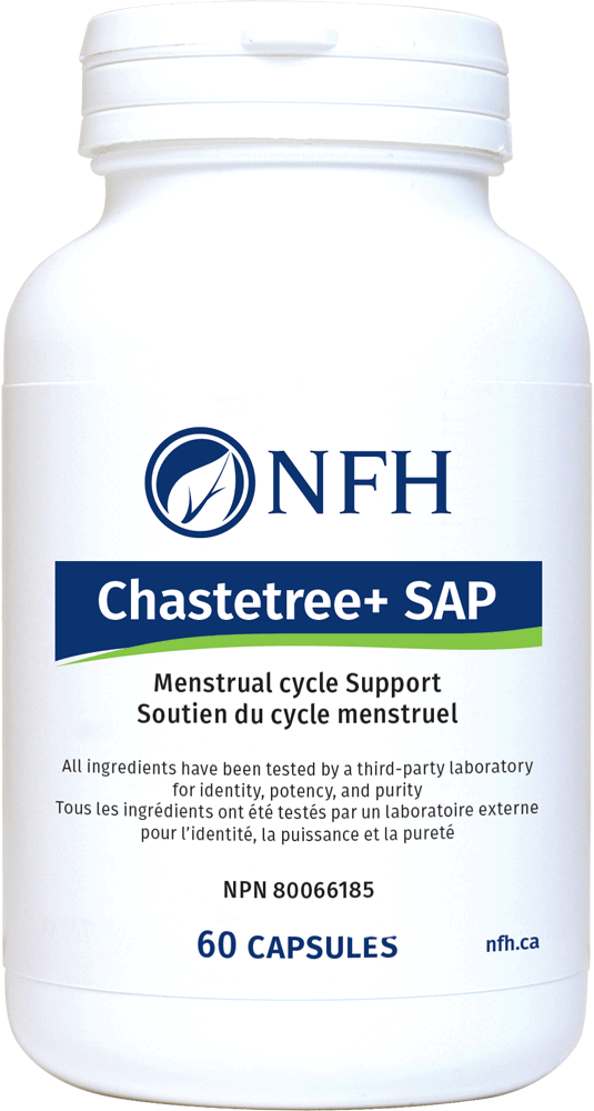 Bouteille NFH Chastetree+ SAP avec 60 capsules pour le soutien du cycle menstruel