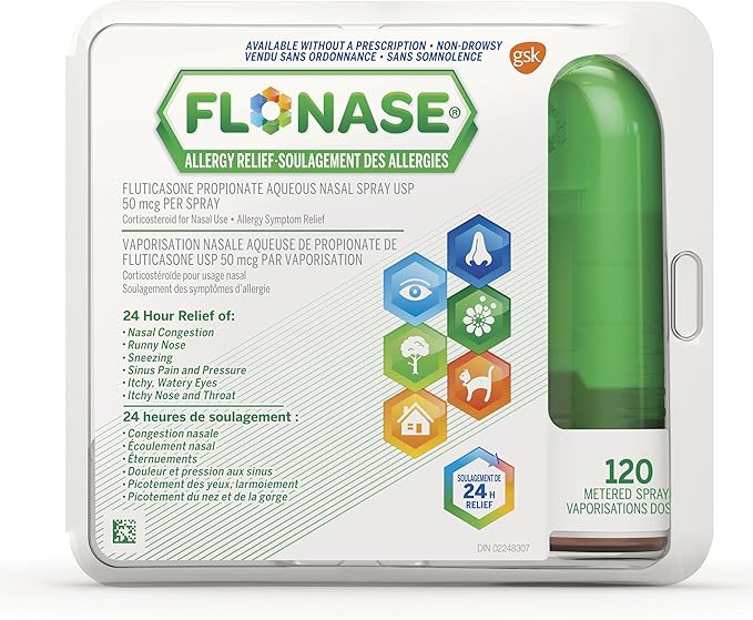 Flonase allergy relief nasal spray, 120 sprays, 24-hour non-drowsy relief