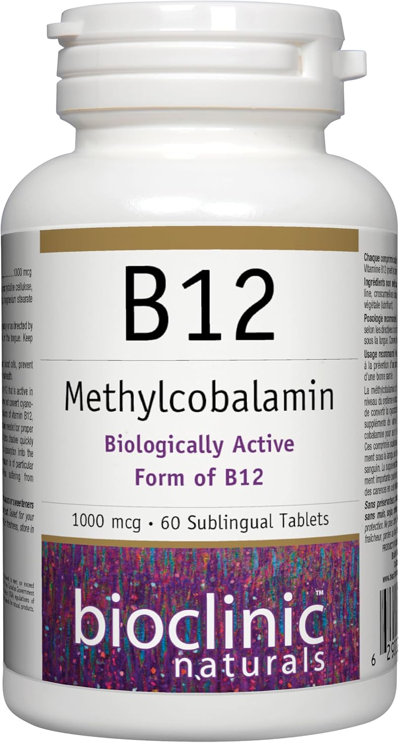 B12 Methylcobalamin 1000 mcg, 60 sublingual tablets