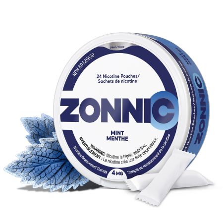 Zonnic nicotine 4 mg Peppermint 24 pouches for smoking cessation – Quiick Medicine Ontario, Canada pharmacy