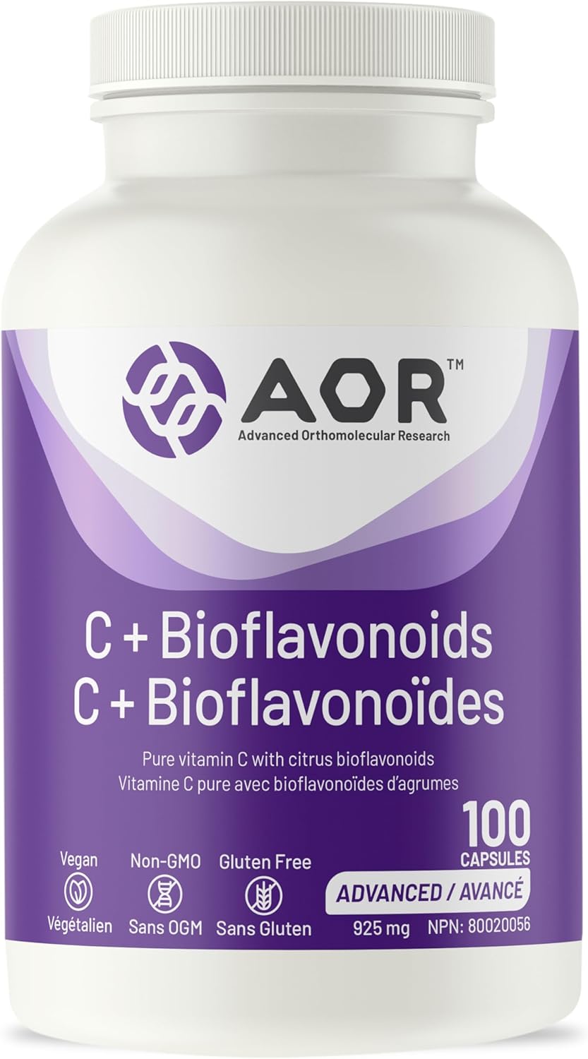 AOR C + Bioflavonoids bottle with 925 mg vitamin C and citrus bioflavonoids