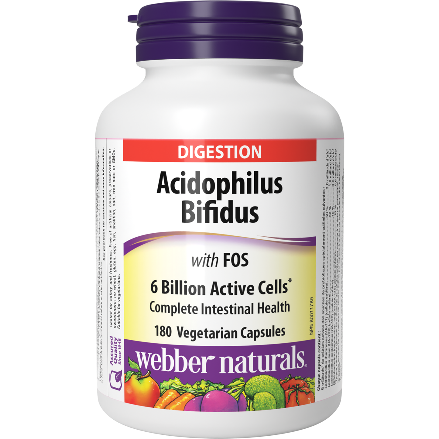 Webber Naturals Acidophilus Bifidus with FOS 6 Billion, 180 Veggie Caps