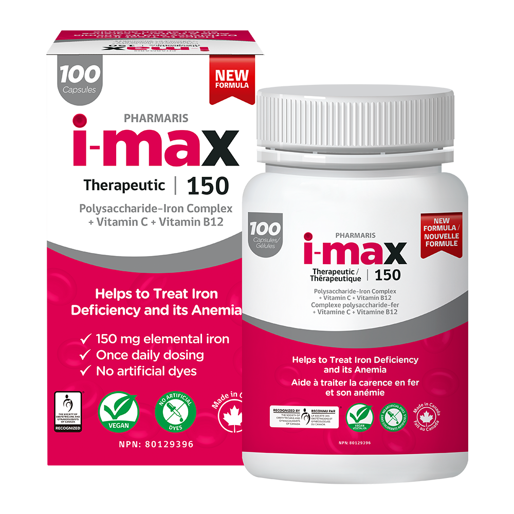 Pharmaris I-Max iron supplement capsules bottle
